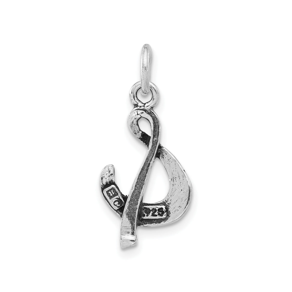 Sterling Silver Ampersand Pendant, Antique Finish Textured Symbol for Unity and Love