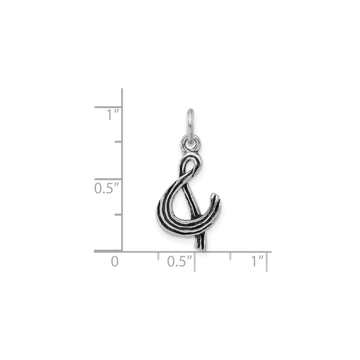 Sterling Silver Ampersand Pendant, Antique Finish Textured Symbol for Unity and Love