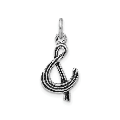Sterling Silver Ampersand Pendant, Antique Finish Textured Symbol for Unity and Love