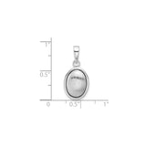 Sterling Silver Oval Pendant with Brushed Center and Polished Border, Unisex Minimalist Charm
