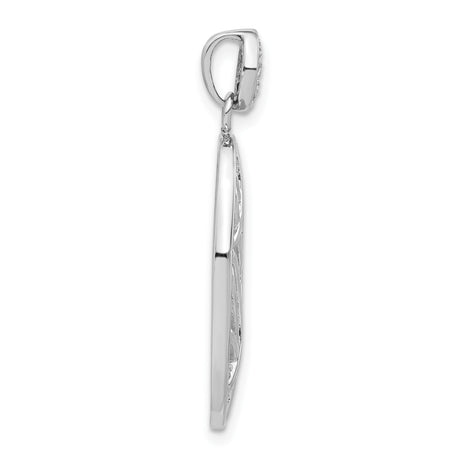 Sterling Silver Oval Pendant with Cubic Zirconia, Tree Branch and Leaf Design, Nature Inspired Jewelry