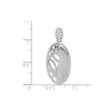 Sterling Silver Oval Pendant with Cubic Zirconia, Tree Branch and Leaf Design, Nature Inspired Jewelry