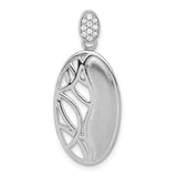 Sterling Silver Oval Pendant with Cubic Zirconia, Tree Branch and Leaf Design, Nature Inspired Jewelry