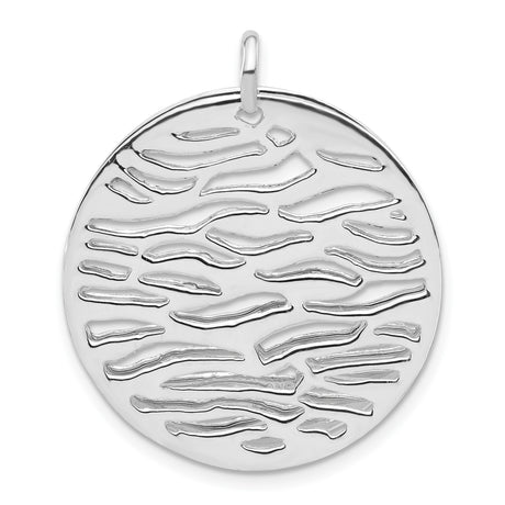 Sterling Silver Wave Pendant with Textured Ripple Disc, Abstract Nature-Inspired Design