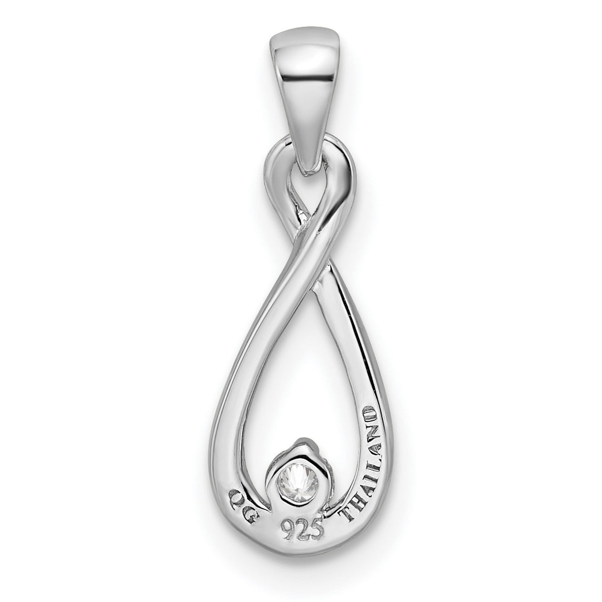 Sterling Silver Infinity Heart Pendant with Cubic Zirconia Accent, Teardrop Loop Design