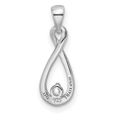 Sterling Silver Infinity Heart Pendant with Cubic Zirconia Accent, Teardrop Loop Design