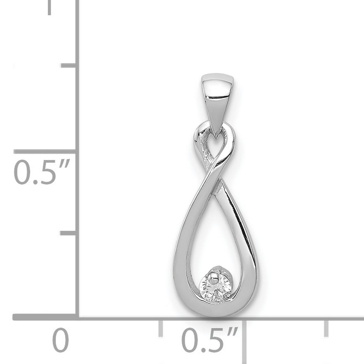 Sterling Silver Infinity Heart Pendant with Cubic Zirconia Accent, Teardrop Loop Design