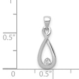 Sterling Silver Infinity Heart Pendant with Cubic Zirconia Accent, Teardrop Loop Design
