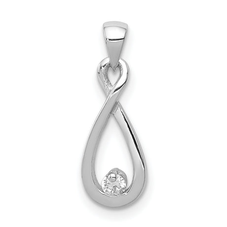 Sterling Silver Infinity Heart Pendant with Cubic Zirconia Accent, Teardrop Loop Design