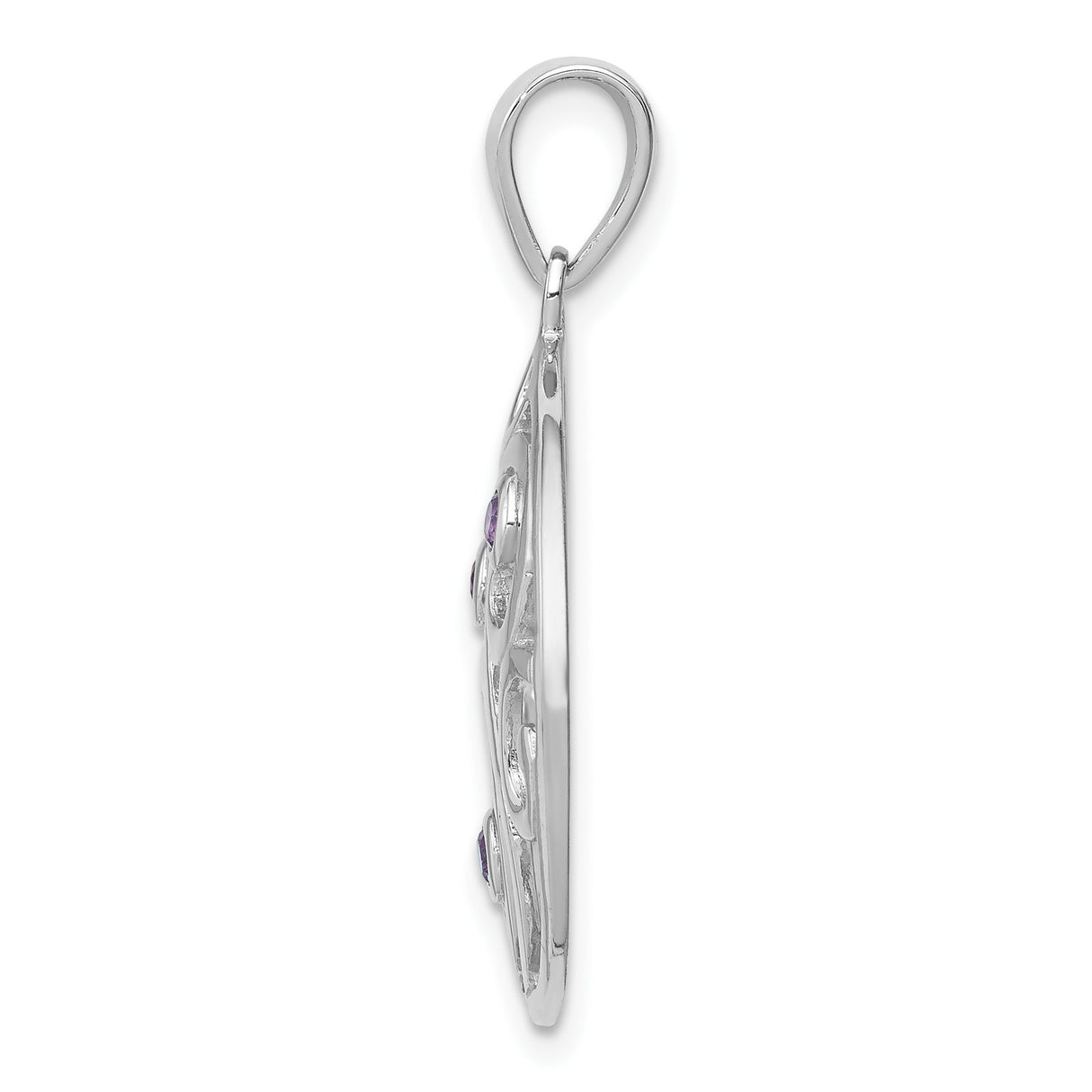 Sterling Silver Pendant with Amethyst in Openwork Swirl Celtic Inspired Design for Women
