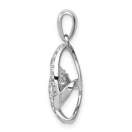 Sterling Silver Infinity Pendant with Cubic Zirconia, Interwoven Loop, Pavé Accents