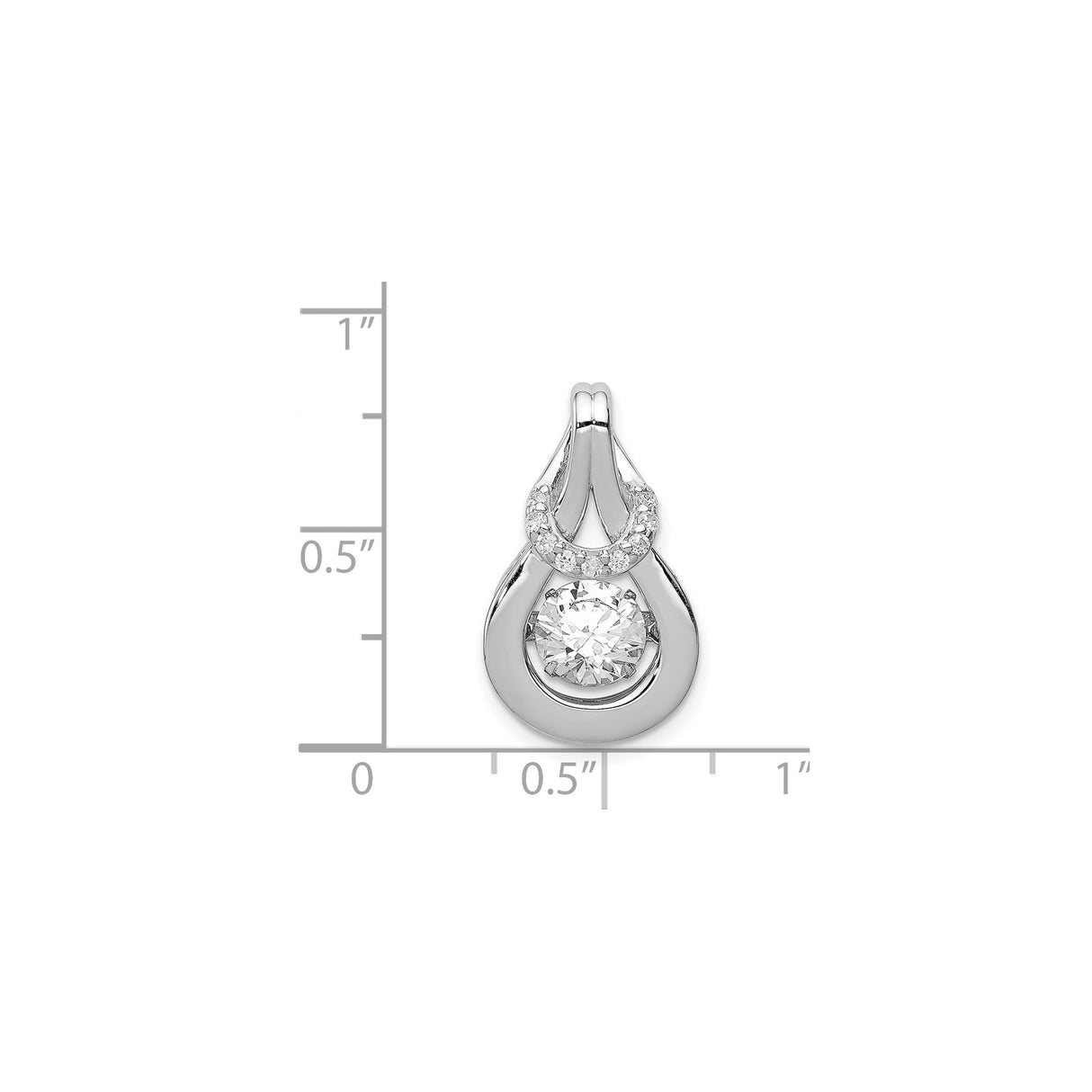 Sterling Silver Teardrop Pendant with Cubic Zirconia and Accent Stones, Modern Minimalist Design
