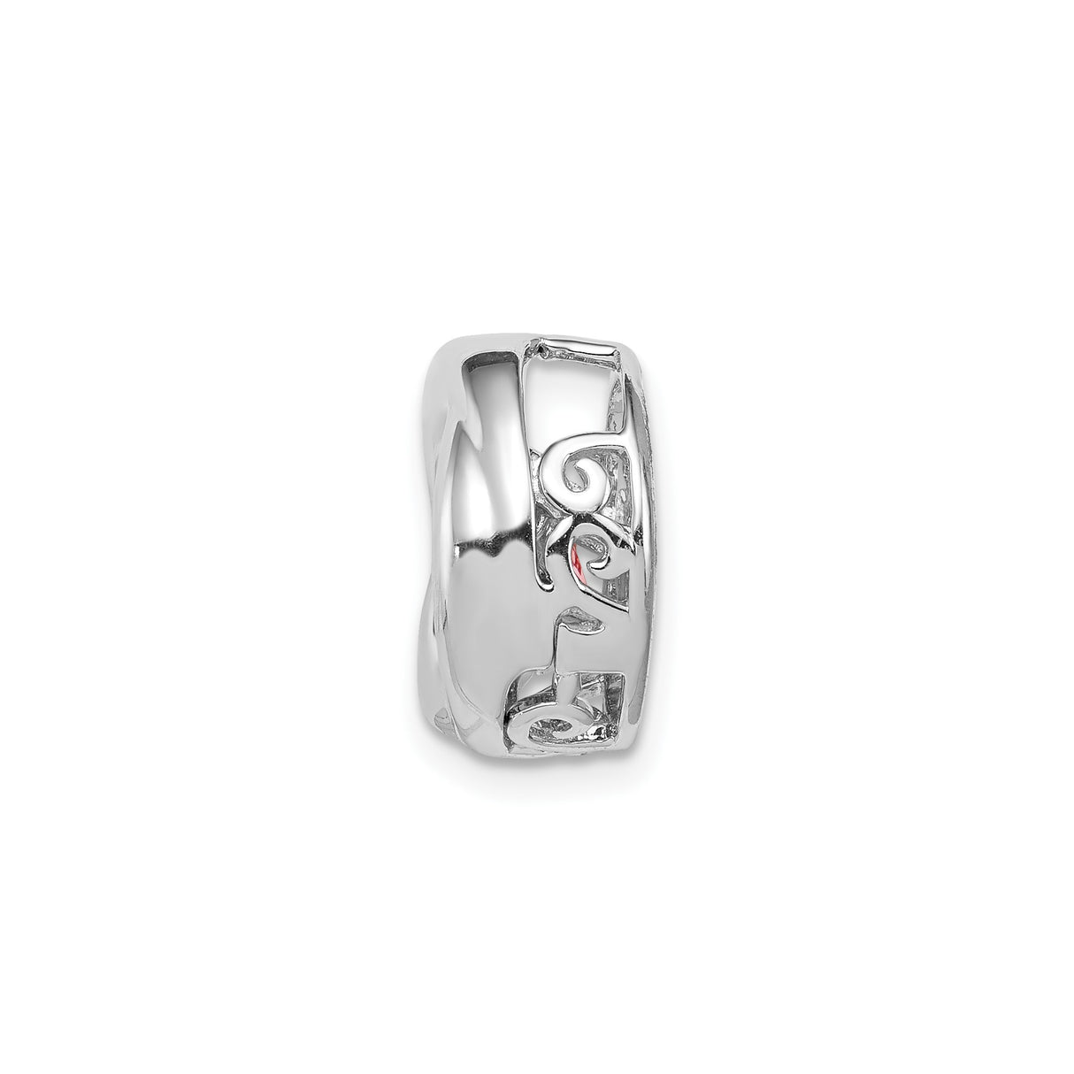 Sterling Silver Pendant with Cubic Zirconia, Polished Swirl Design, Romantic Style