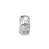 Sterling Silver Pendant with Cubic Zirconia, Polished Swirl Design, Romantic Style