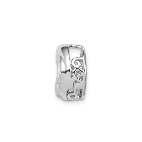 Sterling Silver Pendant with Cubic Zirconia, Polished Swirl Design, Romantic Style