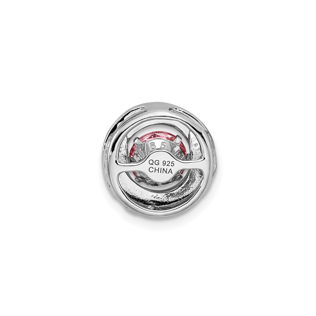 Sterling Silver Pendant with Cubic Zirconia, Polished Swirl Design, Romantic Style