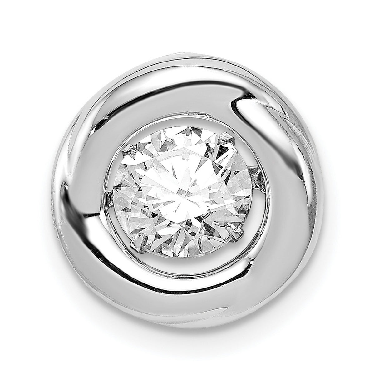 Sterling Silver Pendant with Cubic Zirconia, Swirl Eternity Circle Minimalist Design for Women