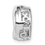 Platinum Polished Vibrant Blue CZ Circle Charm Pendant in Real 925 Sterling Silver
