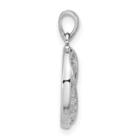 Sterling Silver Oval Pendant with Intertwined Loops and Cubic Zirconia Accents