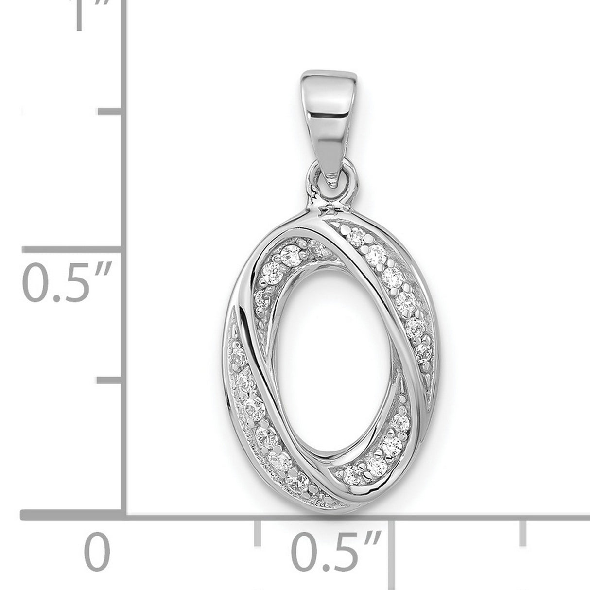 Sterling Silver Oval Pendant with Intertwined Loops and Cubic Zirconia Accents