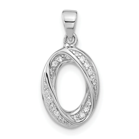 Sterling Silver Oval Pendant with Intertwined Loops and Cubic Zirconia Accents