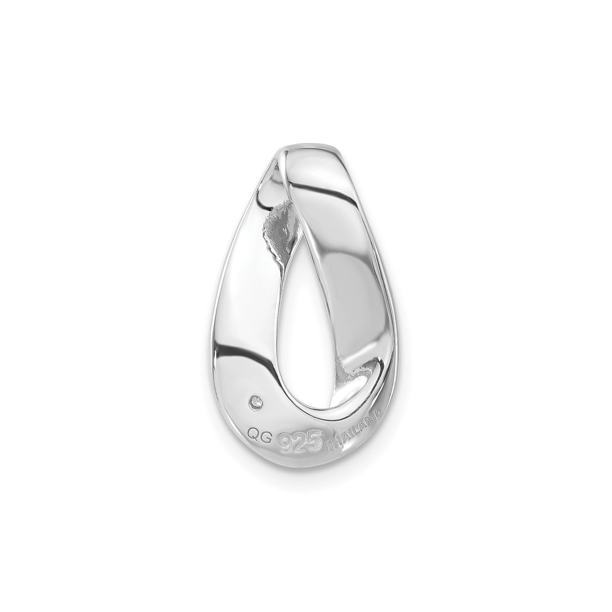 Sterling Silver Teardrop Pendant with Cubic Zirconia, Open Loop Minimalist Design for Women