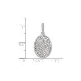 Sterling Silver Pendant with Cubic Zirconia, Oval Wave Design and Openwork Accents