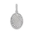 Sterling Silver Pendant with Cubic Zirconia, Oval Wave Design and Openwork Accents