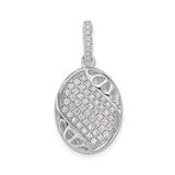 Sterling Silver Pendant with Cubic Zirconia, Oval Wave Design and Openwork Accents