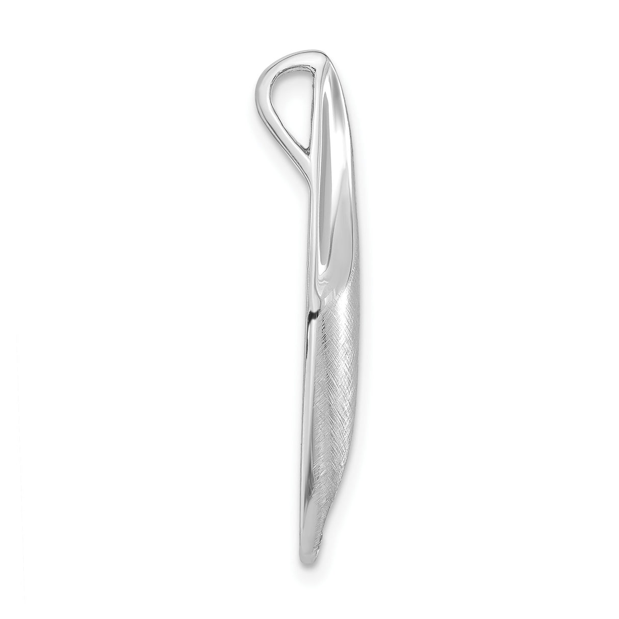 Sterling Silver Leaf Pendant with Cubic Zirconia Accents, Brushed Satin Finish, Nature Motif