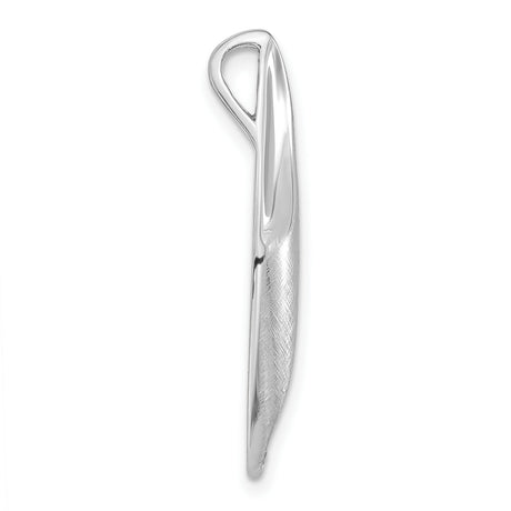 Sterling Silver Leaf Pendant with Cubic Zirconia Accents, Brushed Satin Finish, Nature Motif