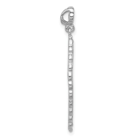 Sterling Silver Marquise Pendant with Cubic Zirconia and Open Filigree Design for Women