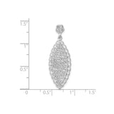 Sterling Silver Marquise Pendant with Cubic Zirconia and Open Filigree Design for Women