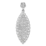 Sterling Silver Marquise Pendant with Cubic Zirconia and Open Filigree Design for Women