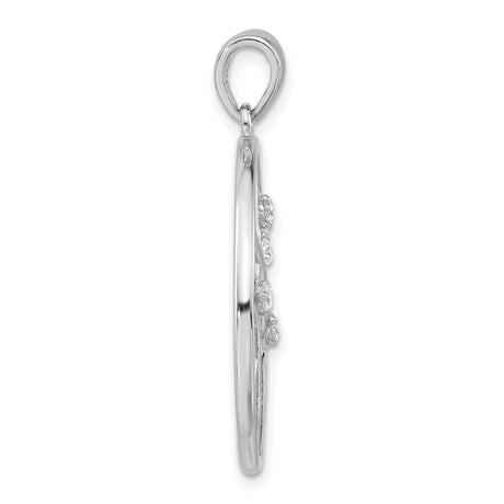 Sterling Silver Pendant with Cubic Zirconia, Abstract Openwork Web Design, Modern Style