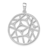 Sterling Silver Pendant with Cubic Zirconia, Abstract Openwork Web Design, Modern Style