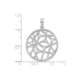 Sterling Silver Pendant with Cubic Zirconia, Abstract Openwork Web Design, Modern Style