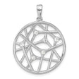 Sterling Silver Pendant with Cubic Zirconia, Abstract Openwork Web Design, Modern Style