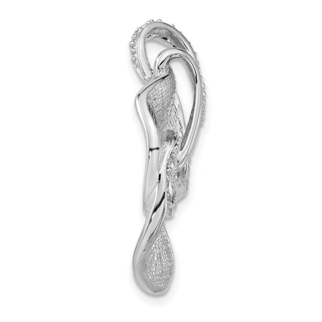 Sterling Silver Swirl Pendant with Textured Detailing and Cubic Zirconia Accents