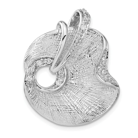 Sterling Silver Swirl Pendant with Textured Detailing and Cubic Zirconia Accents