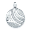 Sterling Silver Abstract Round Pendant with Cubic Zirconia Accents and Textured Finish