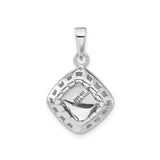 Sterling Silver Cushion Pendant with Brushed Center and Polished Edge, Modern Minimalist Design