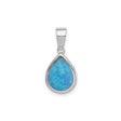 Sterling Silver Teardrop Pendant with Lab Created Blue Green Opal Inlay