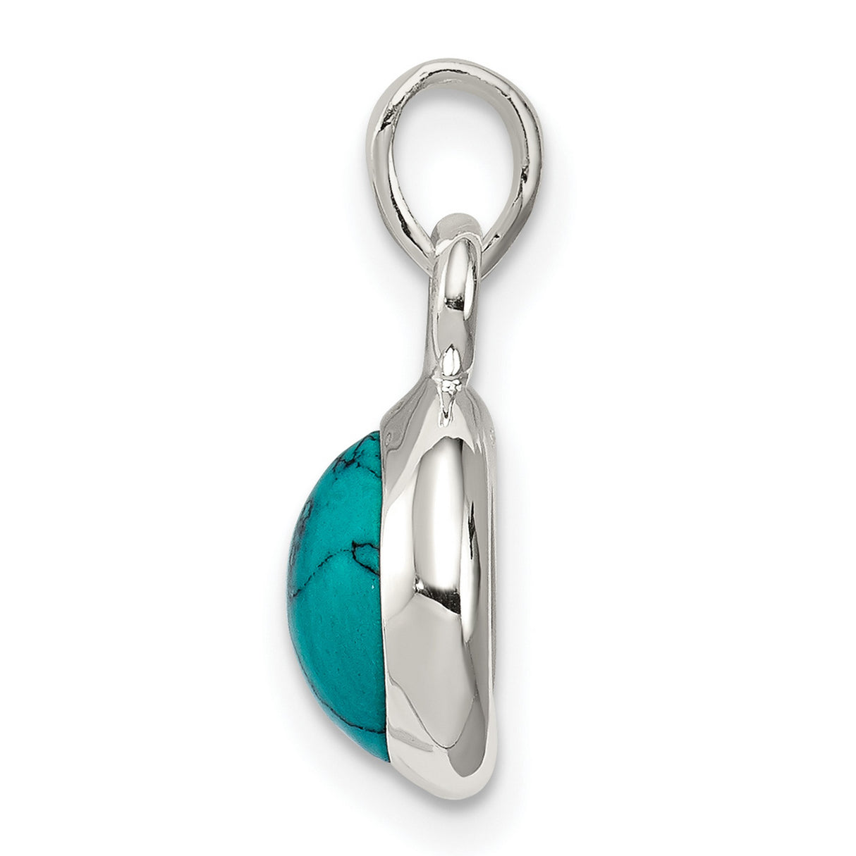 Sterling Silver Pendant with Turquoise Cabochon, Natural Matrix Design, Southwestern Boho Style