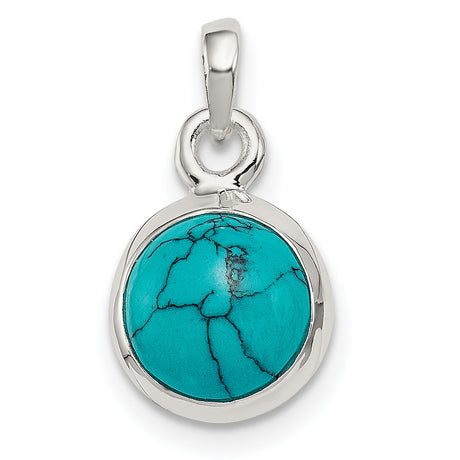 Sterling Silver Pendant with Turquoise Cabochon, Natural Matrix Design, Southwestern Boho Style