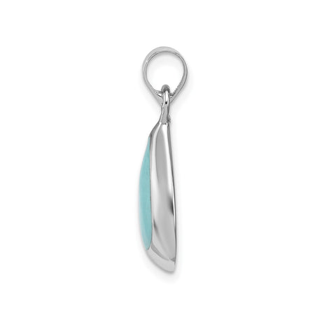 Sterling Silver Teardrop Pendant with Synthetic Turquoise, Minimalist Modern Design