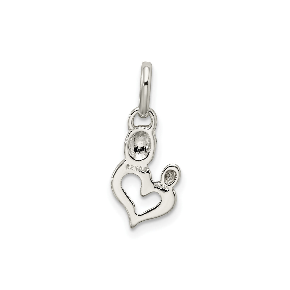 Sterling Silver Heart Pendant with Stylized Mother Design Symbolizing Maternal Love and Family Bond