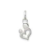 Sterling Silver Heart Pendant with Stylized Mother Design Symbolizing Maternal Love and Family Bond