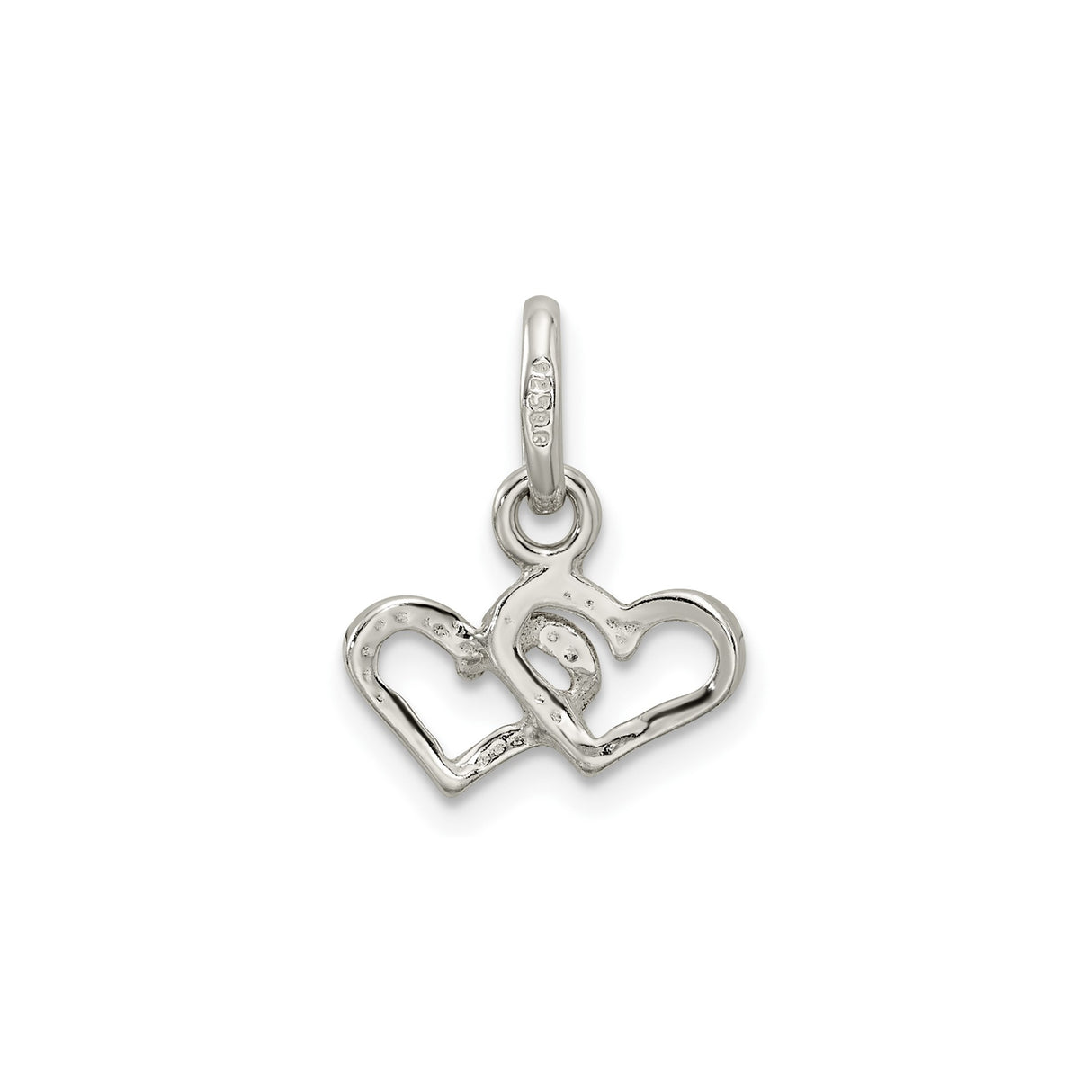 Sterling Silver Double Heart Pendant Charm with Intertwined Open Hearts, Romantic Jewelry for Women