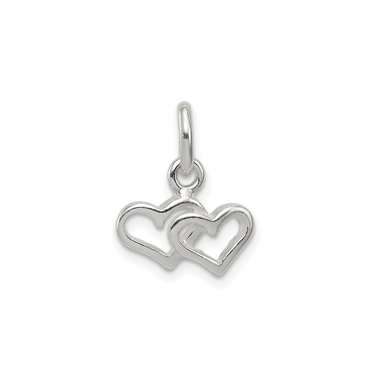 Sterling Silver Double Heart Pendant Charm with Intertwined Open Hearts, Romantic Jewelry for Women